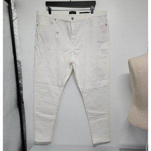NEW BANANA REPUBLIC Size 35 Long Mid Rise Mr Skinny White Jeans Denim NWT